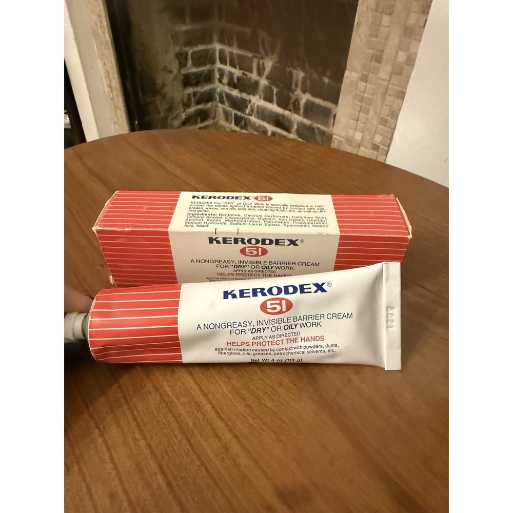 Kerodex 51 for Dry or Oily Work, Cream, 4 oz New In Box, Rare Packaging is worn